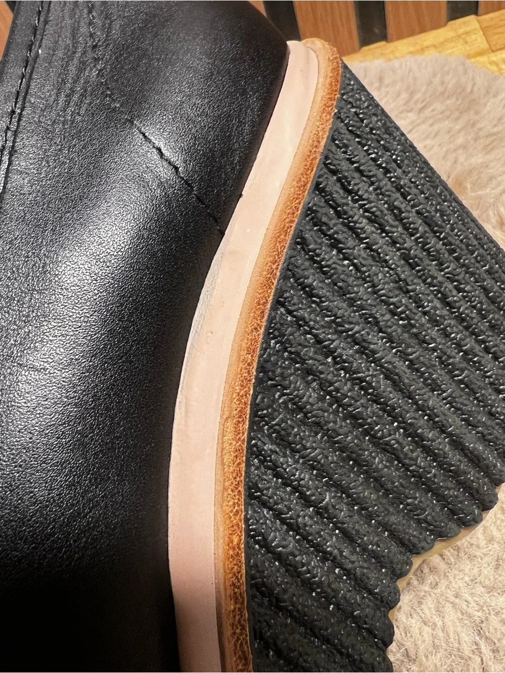 Dolce Vita Brenan Black Leather Platform Wedge Loafer size 10